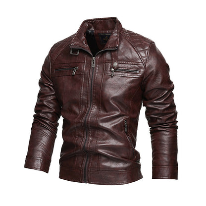 Men's Leather Lapel American Retro Plus Size Leather Jacket