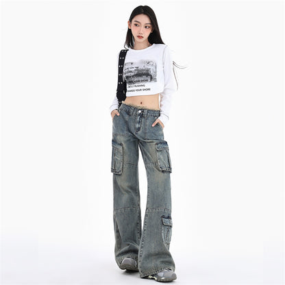 Women's American-style Retro Workwear Jeans