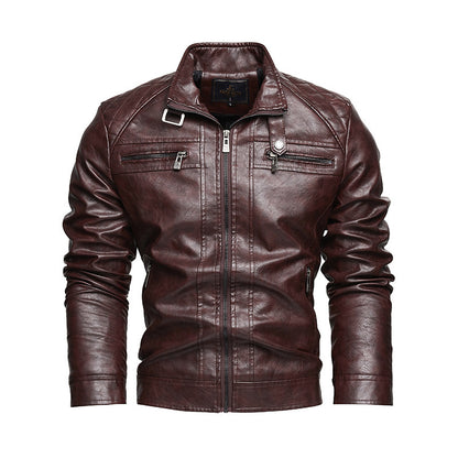 Men's Leather Lapel American Retro Plus Size Leather Jacket