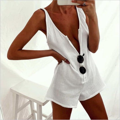 Fashion solid color waistcoat Jumpsuit