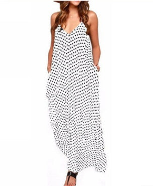 Sexy long dress loose wave strap long dress