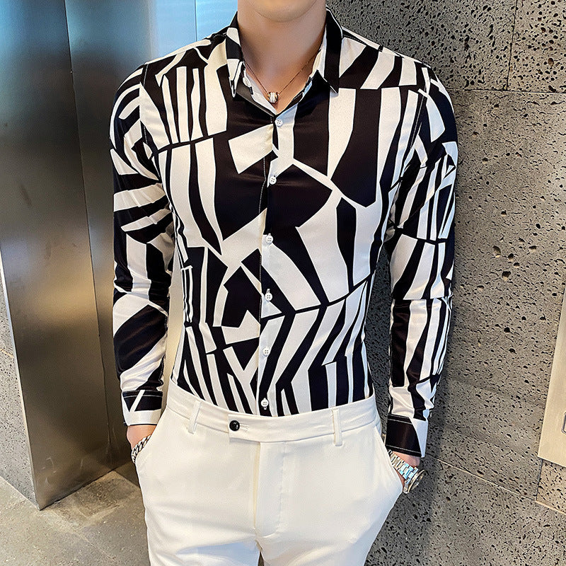 Men's Long-Sleeved Shirts High-End Fashion Youth Shirts