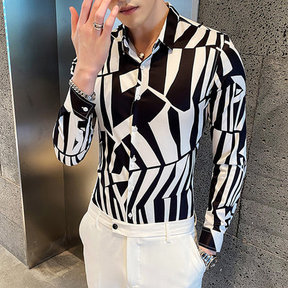 Men's Long-Sleeved Shirts High-End Fashion Youth Shirts