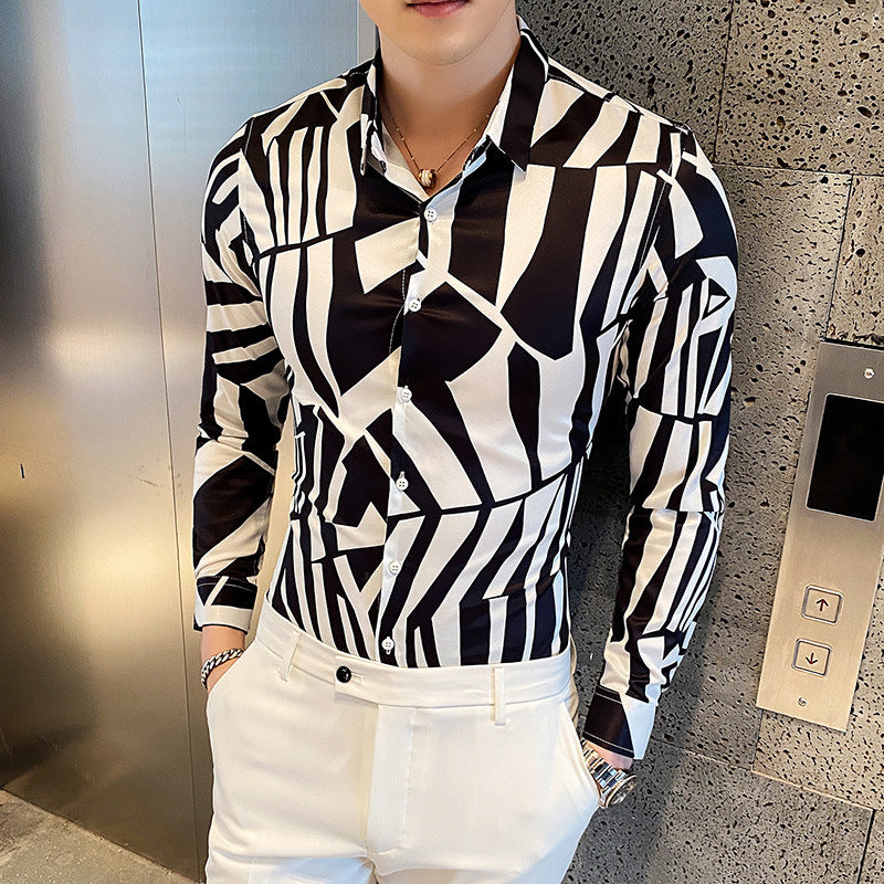 Men's Long-Sleeved Shirts High-End Fashion Youth Shirts