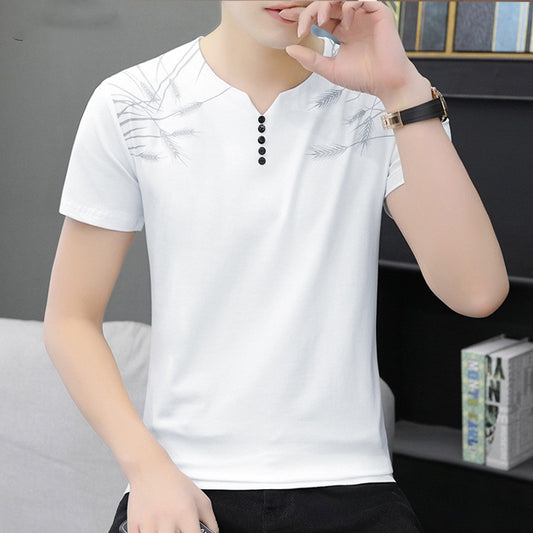 Summer New Men"s Short Sleeve T-Shirt Chao Brand Foreign Trade Pure Color Cotton Large Men"s Sports T-Shirt Wholesale