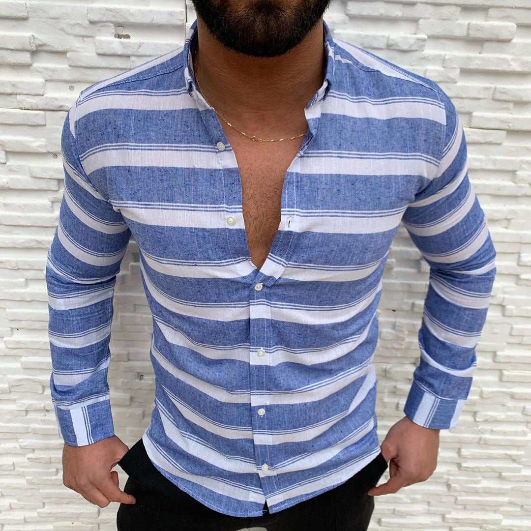 Lapel Button Long-sleeved Men's Casual Shirt