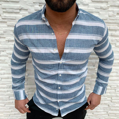 Lapel Button Long-sleeved Men's Casual Shirt