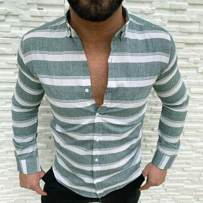 Lapel Button Long-sleeved Men's Casual Shirt