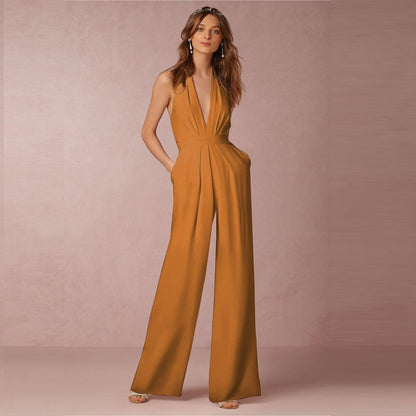 Sleeveless halter jumpsuit