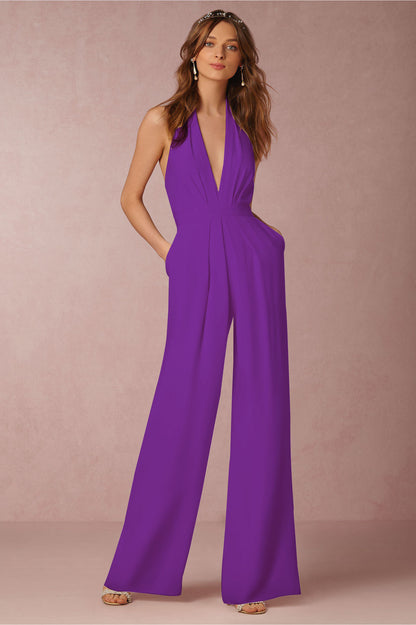 Sleeveless halter jumpsuit