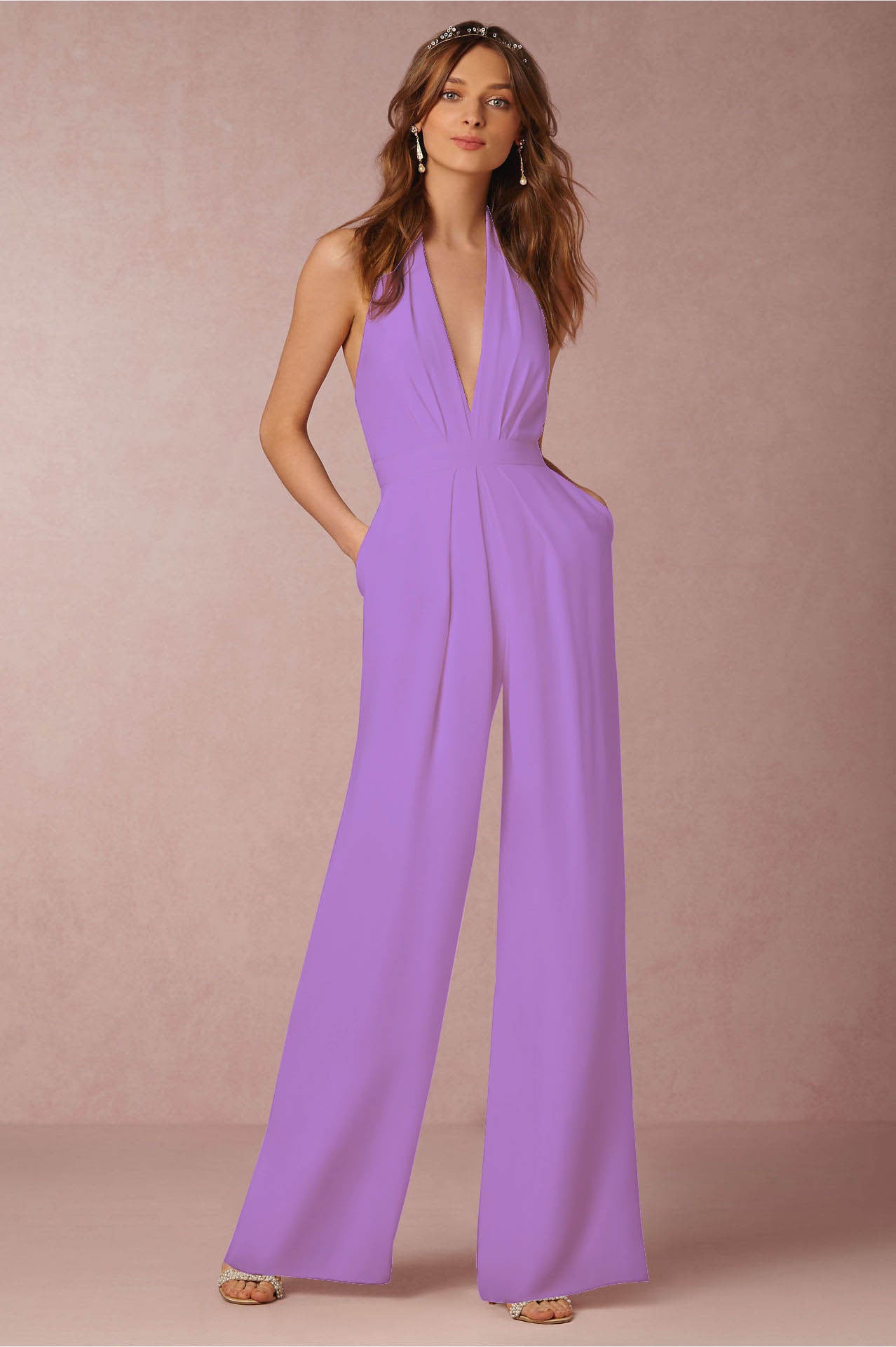 Sleeveless halter jumpsuit