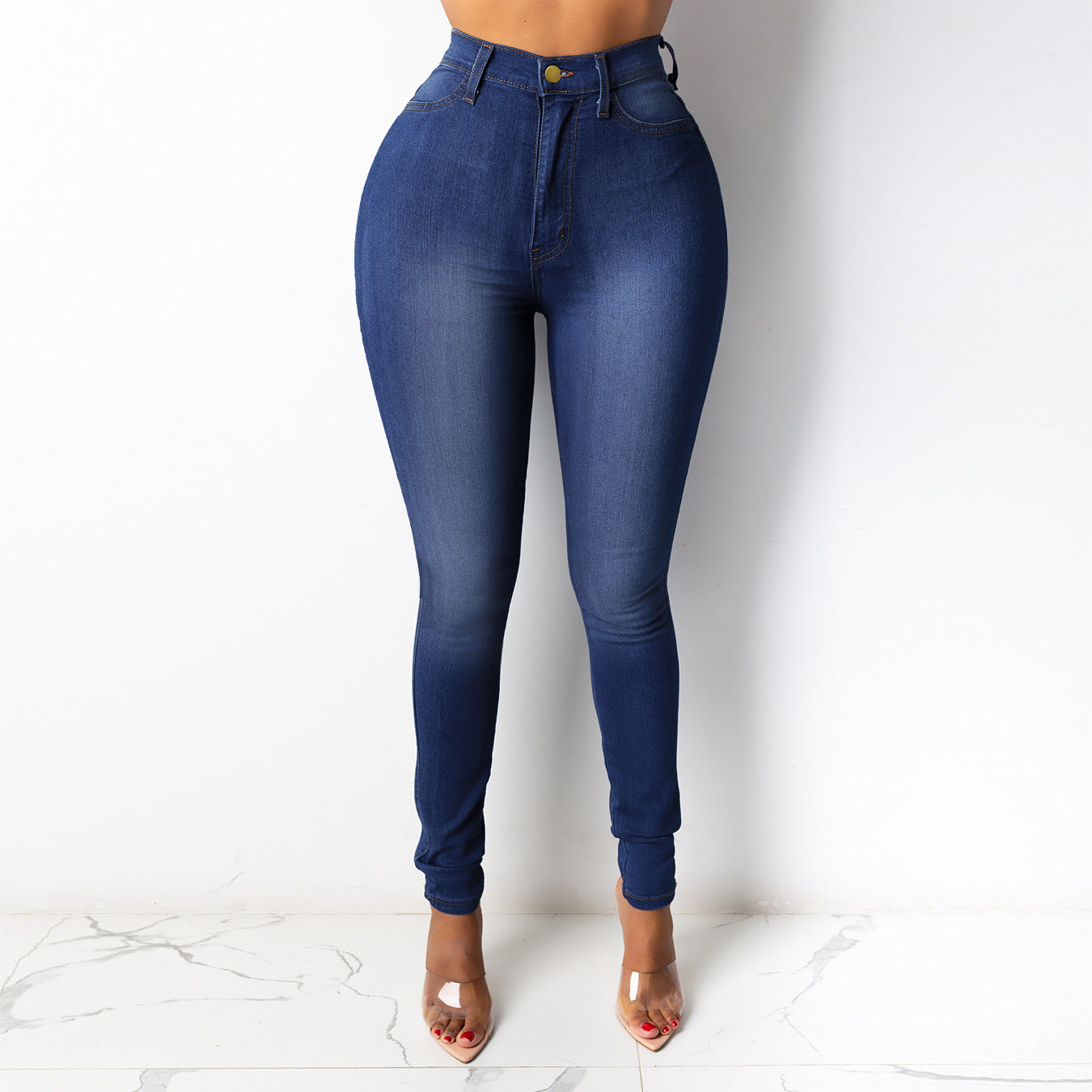 Jean slim taille haute pour femme