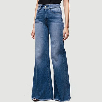 Flare Jeans Pants y2k Women Vintage Denim Ladies Jeans Women High Waist Fashion Stretch Pocket Trousers Wide Leg Jeans