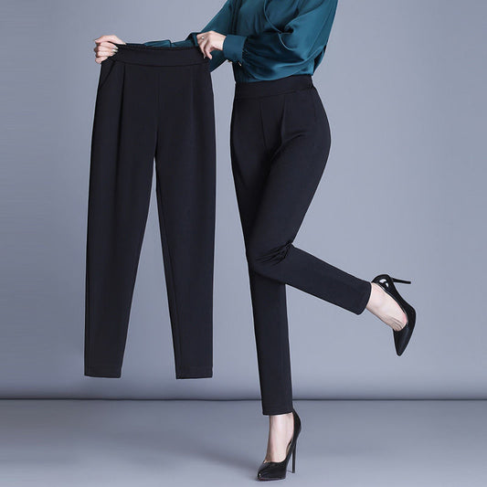 Elastic Waist And Feet All-match Slimming Casual Professional Suit Pants