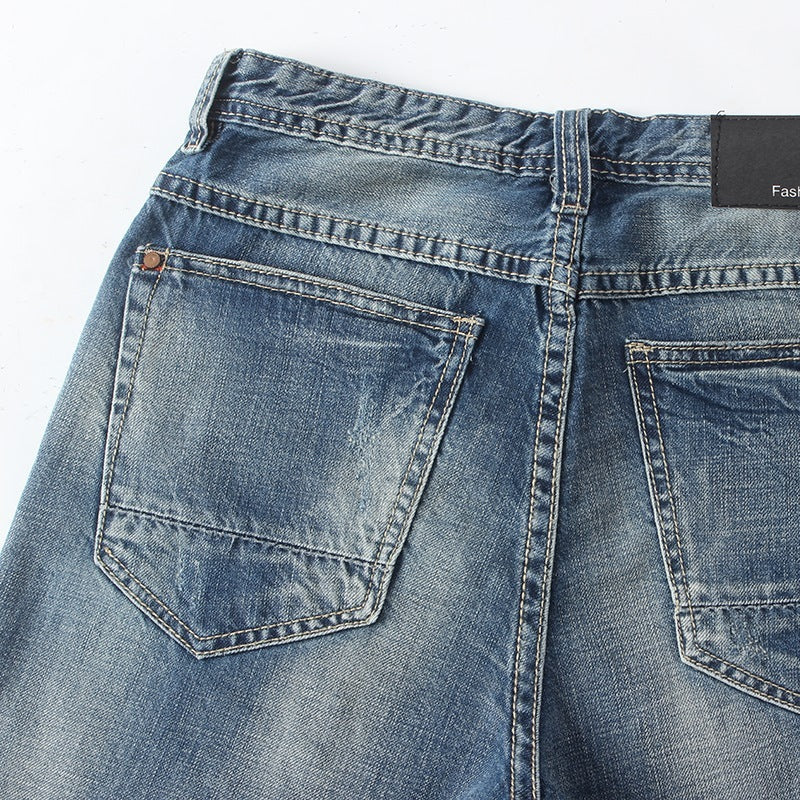 Cotton denim shorts male hole pants men's Jeans