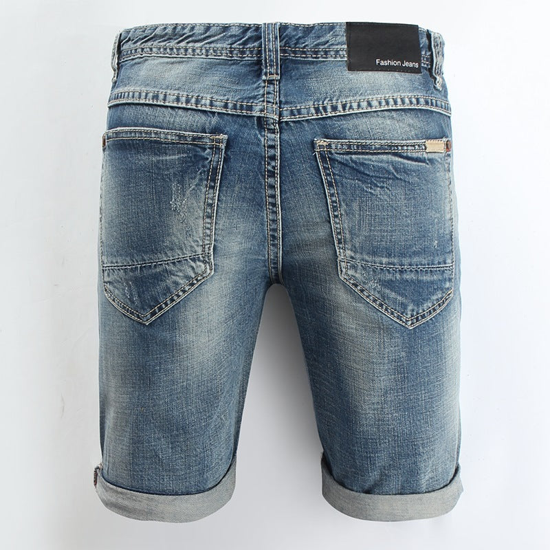 Cotton denim shorts male hole pants men's Jeans