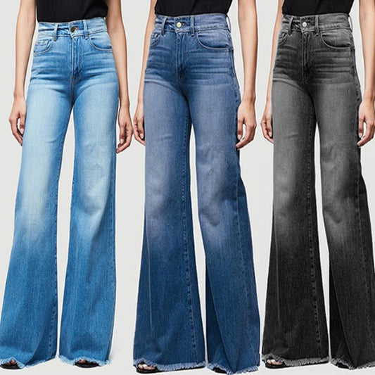 Flare Jeans Pants y2k Women Vintage Denim Ladies Jeans Women High Waist Fashion Stretch Pocket Trousers Wide Leg Jeans