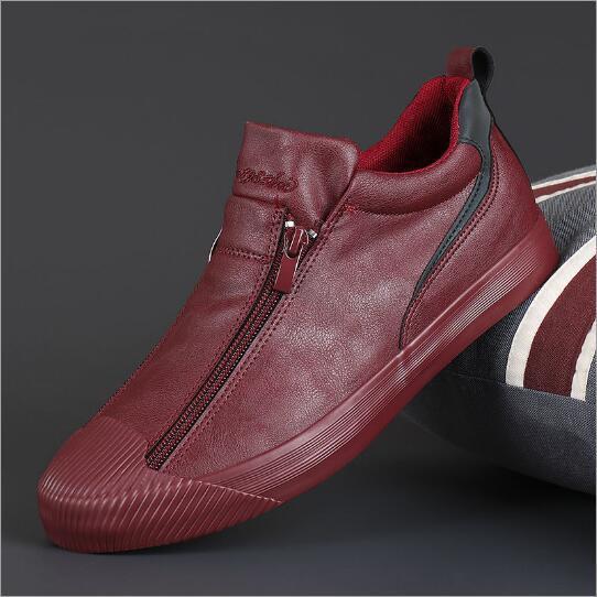 Double Zipper Casual Men Board Shoes