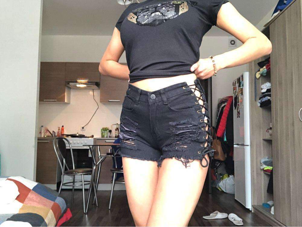 Short en jean déchiré taille haute