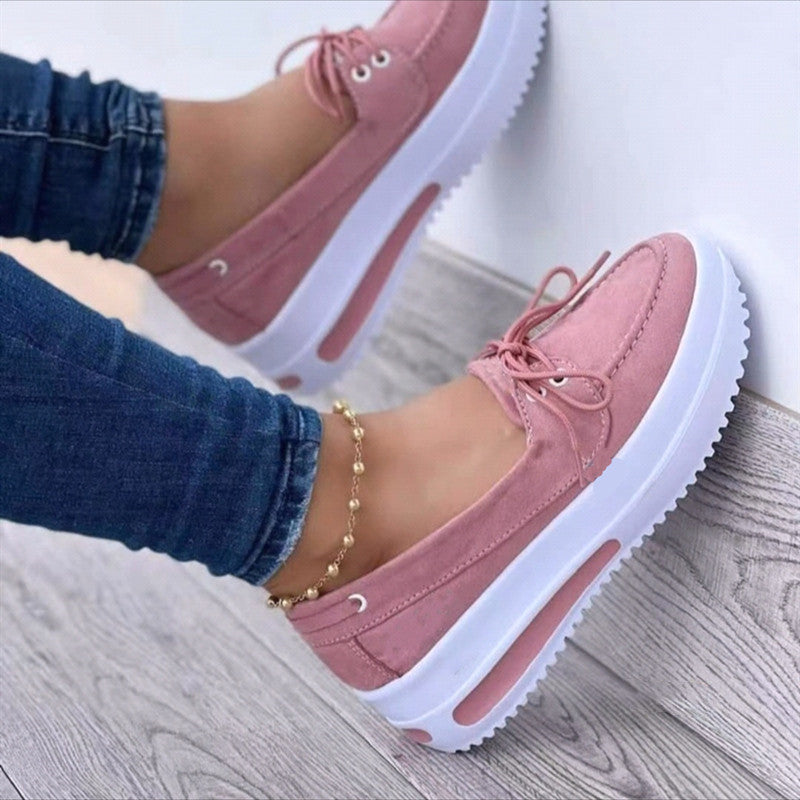 Women's Lace-up Flats Shoes Wedges Heel Casual Shoes