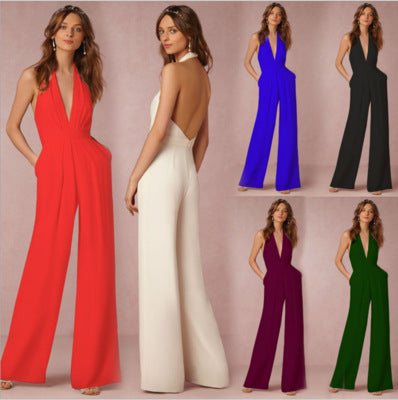 Sleeveless halter jumpsuit