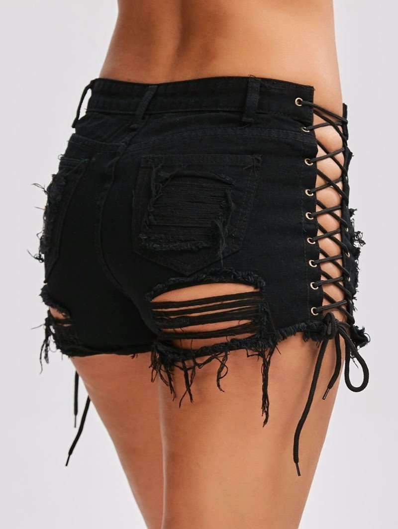 Short en jean déchiré taille haute