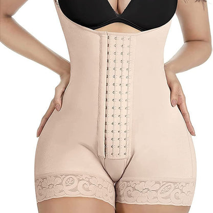 4-breasted mesh one-piece shapewear for postpartum abdominal tightening and body shaping