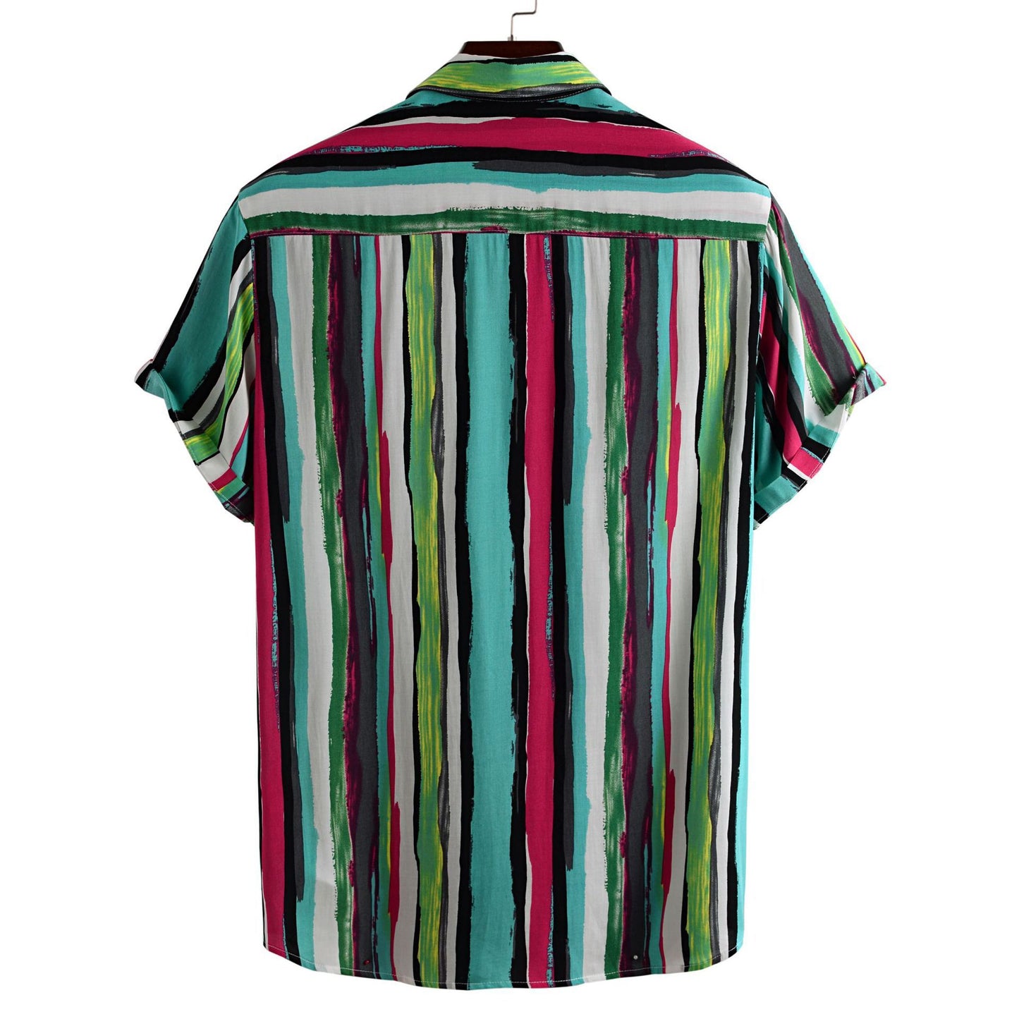 Summer Short Sleeve Shirt Striped Men's