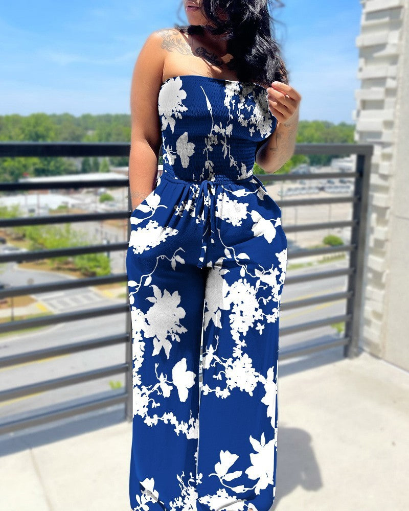 Sleeveless Tube Top Printed Ladies Jumpsuit Ladies