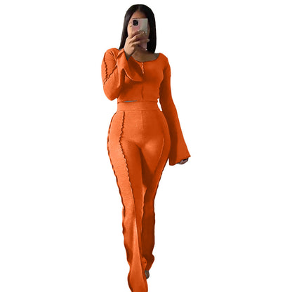 Women's Solid Color Pit Horn Two-piece Suit