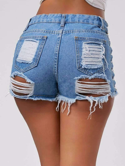 Short en jean déchiré taille haute