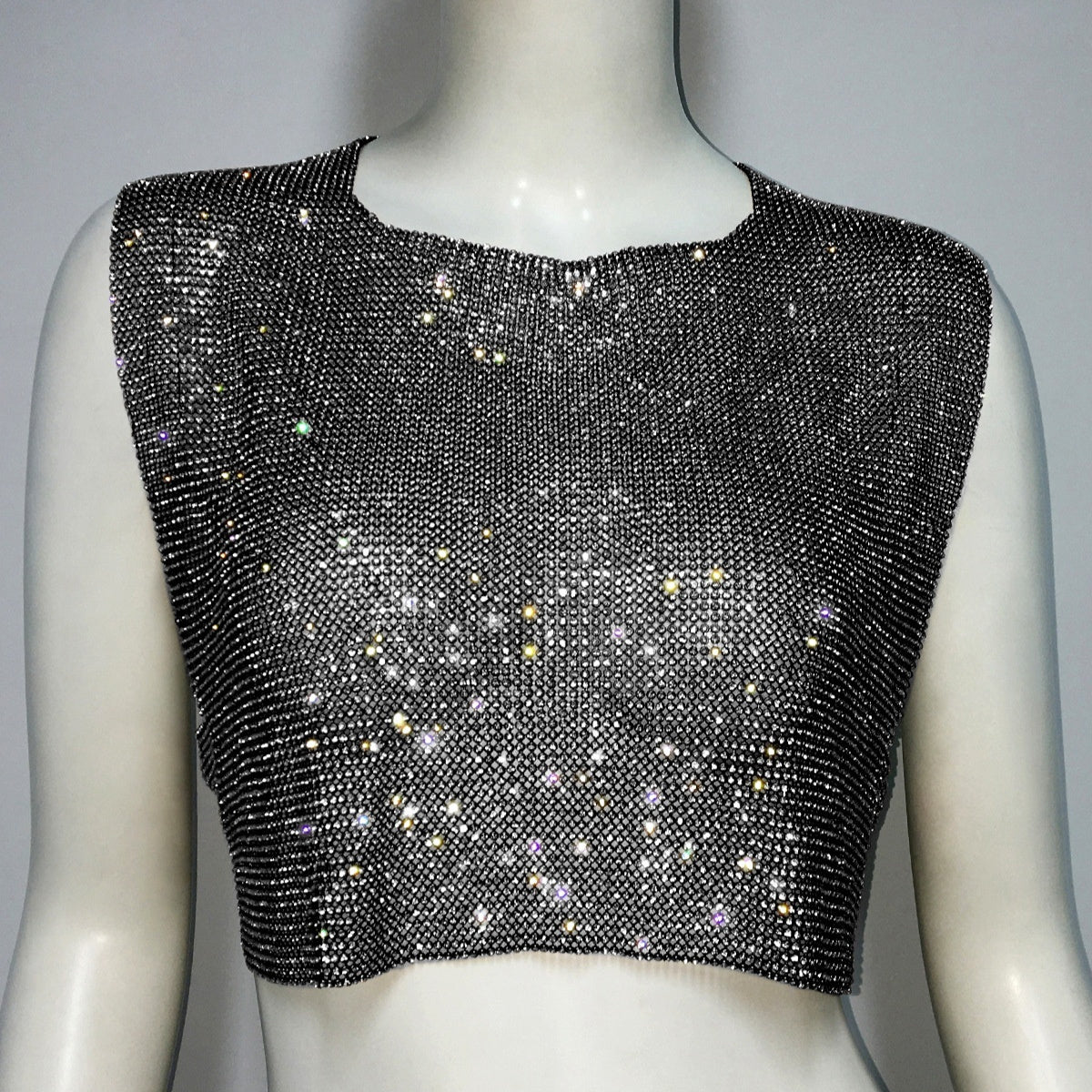 Women's Sleeveless Blouse Metal Rhinestone Backless