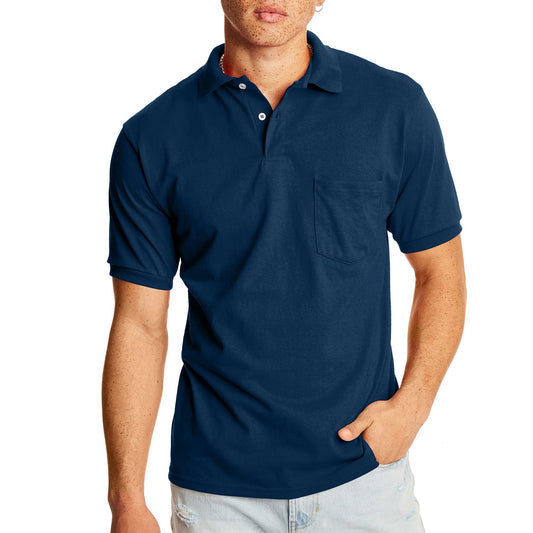 Men's Business Casual Solid Color Pocket Polo Shirt Short Sleeve Plus Size T-shirt