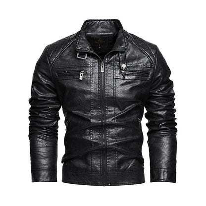 Men's Leather Lapel American Retro Plus Size Leather Jacket