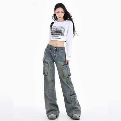 Women's American-style Retro Workwear Jeans