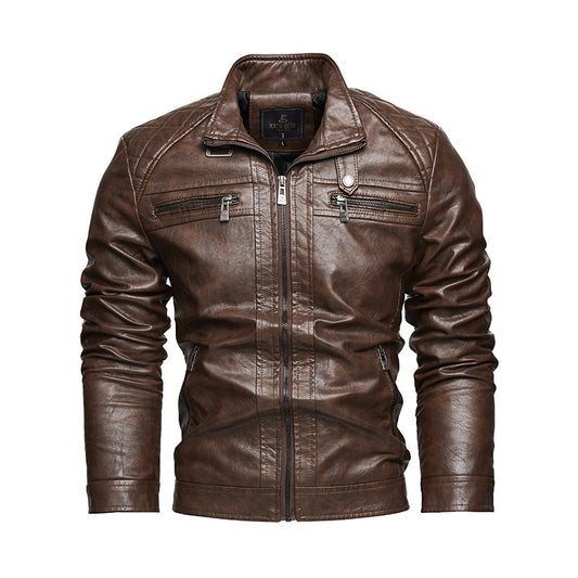 Men's Leather Lapel American Retro Plus Size Leather Jacket