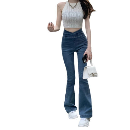 Women's High Waist Hip Raise Slim Jeans Stretch Slim Micro Flare