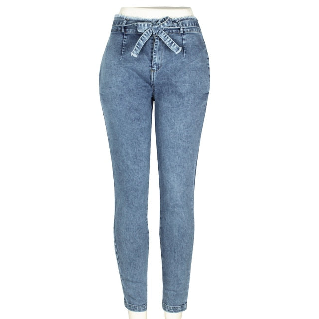 Jeans taille haute pour femmes, streetwear, bandage, denim, grande taille, pantalon crayon, jeans skinny