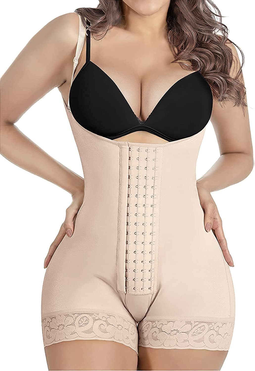 4-breasted mesh one-piece shapewear for postpartum abdominal tightening and body shaping