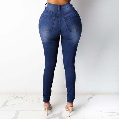 Jean slim taille haute pour femme