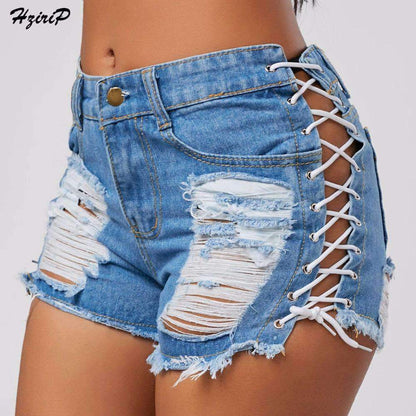 Short en jean déchiré taille haute