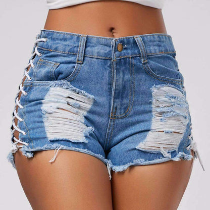 Short en jean déchiré taille haute