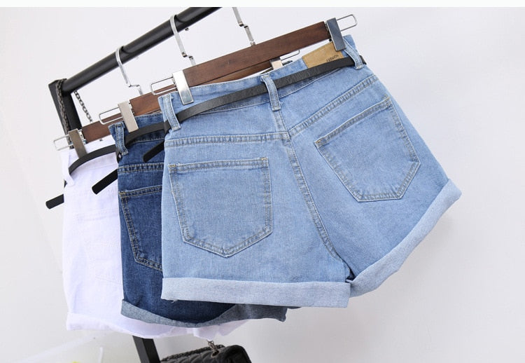 High Waist Women Jeans Denim Shorts Pockets Casual Short Jeans Cotton Slim Feminino Clothing Pants