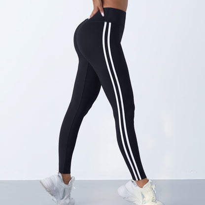 Yoga leggings, women's high waisted and hip lifting, spring and summer slim fit, tight fitting and waist hugging fitness pants for outdoor wear