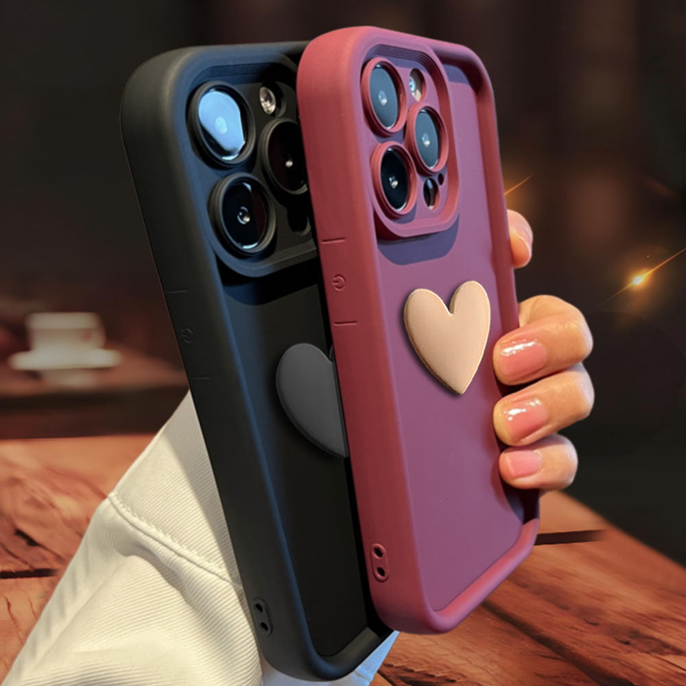 3D Love Convient pour Apple 15 Téléphone Étui de protection Doux pour la peau Mat iPhone 14 ProMax Objectif Tout compris 16