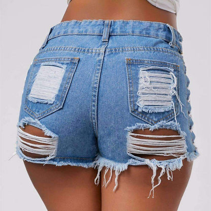 Short en jean déchiré taille haute