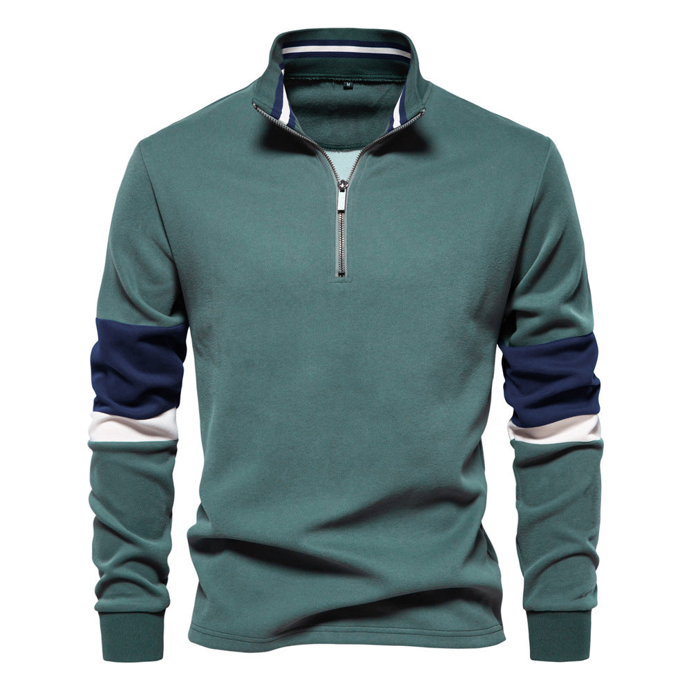 Polo Collar Contrast Color Casual All-matching Hoodie