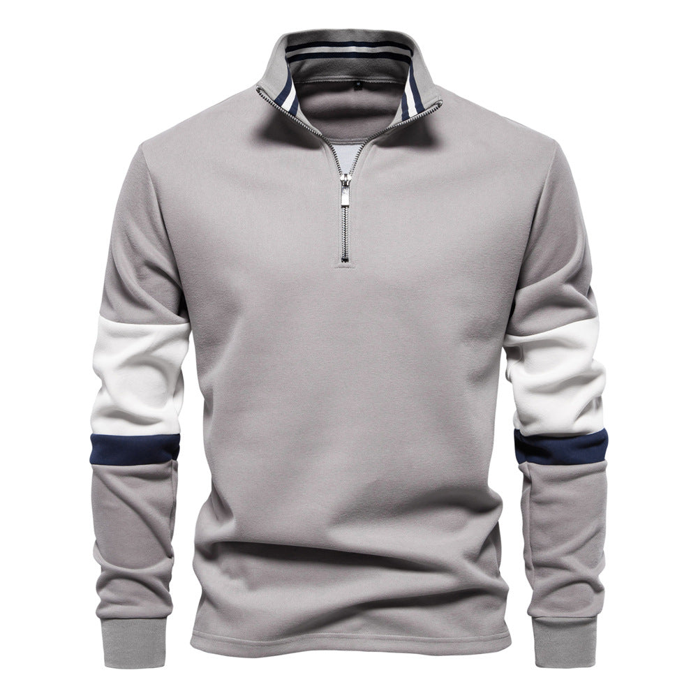 Polo Collar Contrast Color Casual All-matching Hoodie