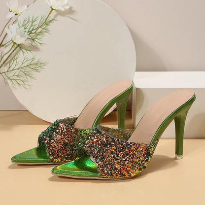 European And American Style Sequin High Heels Sandals