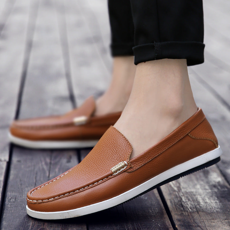 Men's Casual Leather Shoes Leather Soft Bottom Summer Breathable